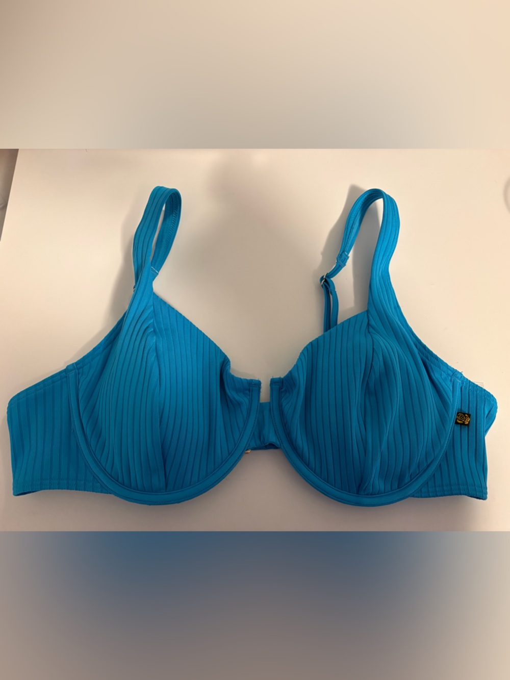 La Vie en Rose Turquoise Ribbed Underwire Bikini Top